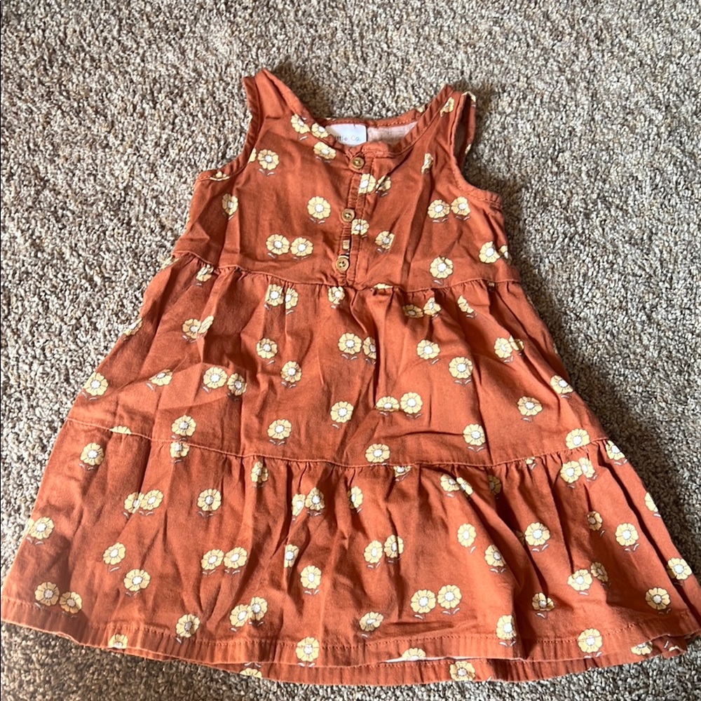 Charming Floral Kids Dress in Orange